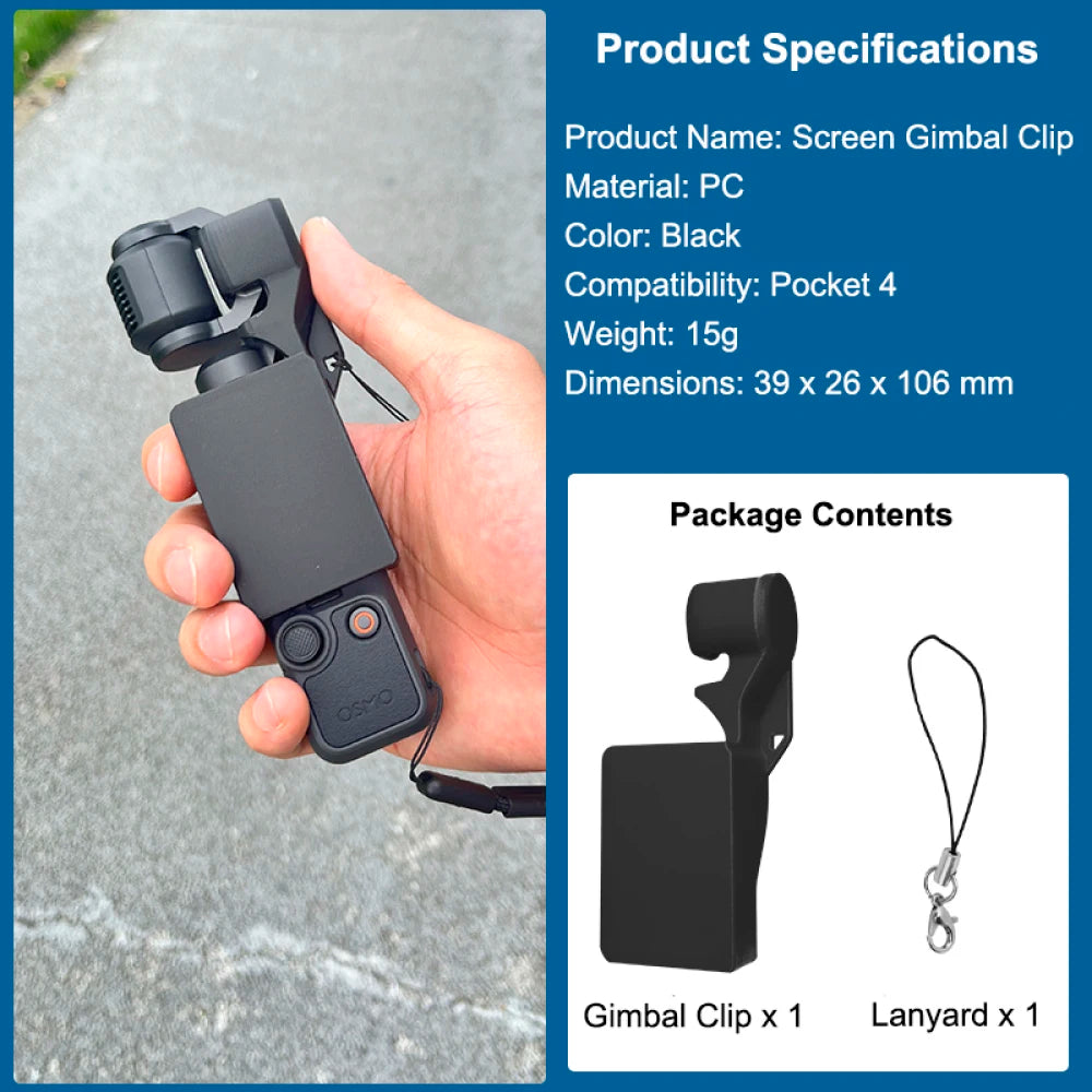 Screen Gimbal Clip For DJI Pocket 4 1:1 Precision Mold Anti Shake Scratch Guard Lightweight 15g Anti Loss Strap Included Peaceful Pleasures Health and Wellness