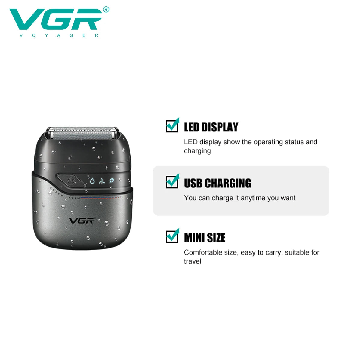 VGR Mini Double Head Shaver, Reciprocating Head, Men's Shaver, Apply to Face, Scrape White Hair, Cleaning and Trimmer V-379 Peaceful Pleasures Health and Wellness