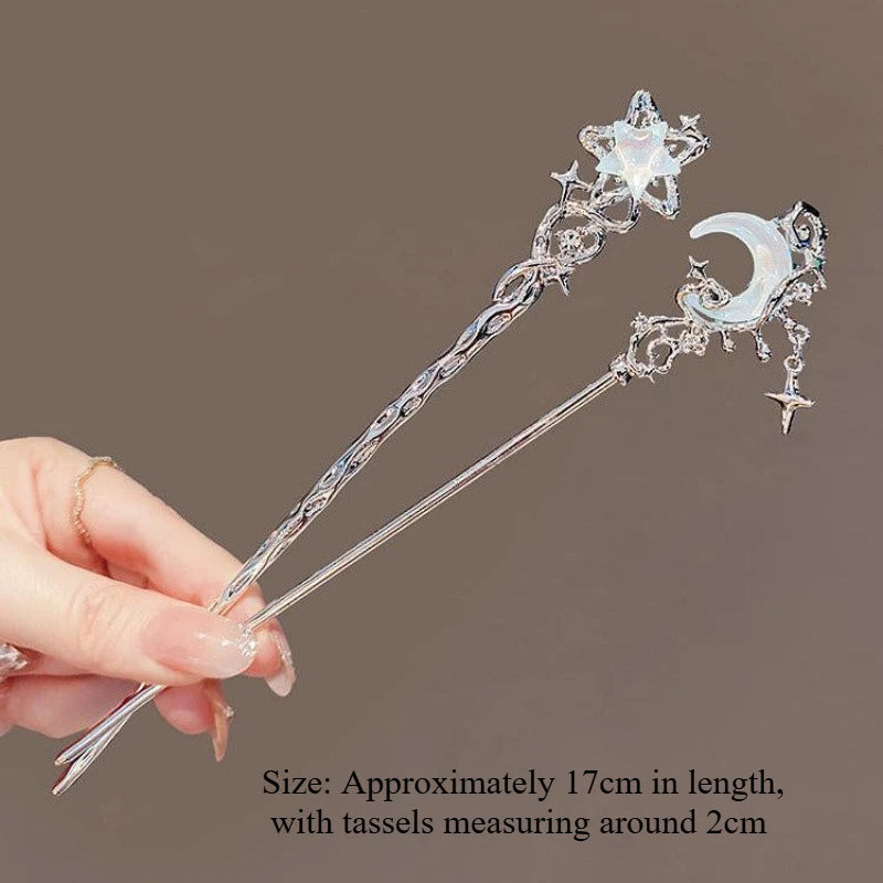 Moonlight Stone Hairpin New Chinese Modern Simple Hairpin Headpiece Peaceful Pleasures Health and Wellness