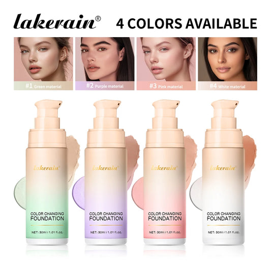 Lakerain Magic Color Changing Foundation Liquid Long Lasting Hydrating lightweight Base Makeup High Coverage Effective Concealer Peaceful Pleasures Health and Wellness