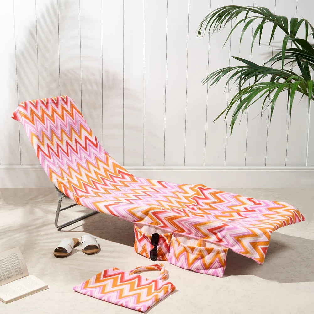 Lounge Chair Towel Cover,2-In-1 Beach Chair Cover Handbag,Super Absorbent And Soft Foldable Beach Chair Cover,for Beach/Hotels Peaceful Pleasures Health and Wellness