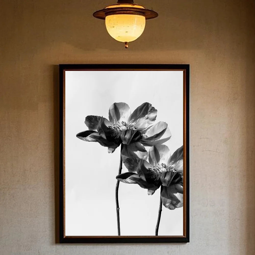 Black and white ink Flowers Poster HD art sticky wall waterproof home living room bedroom bar aesthetic decoration Peaceful Pleasures Health and Wellness z11 40X50cmNoframe