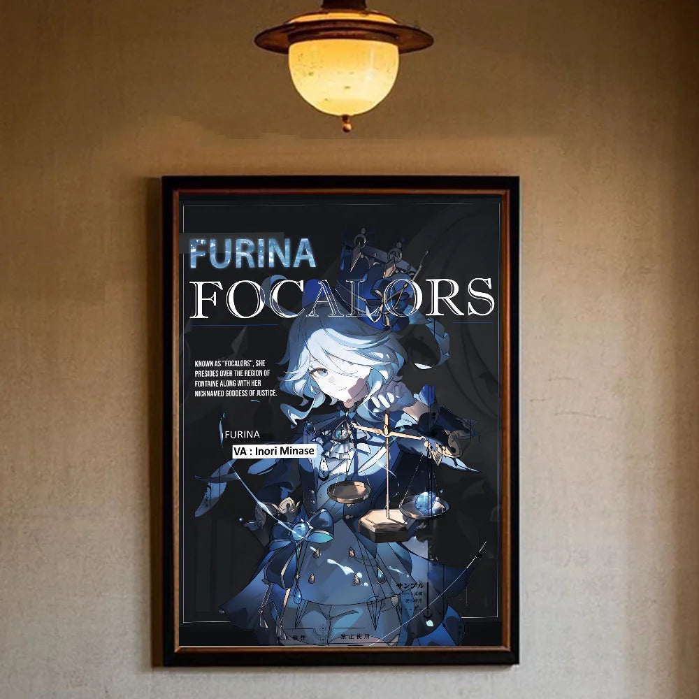 Genshin lmpact Furina Foutiane Poster HD art sticky wall waterproof home living room bedroom bar aesthetic decoration Peaceful Pleasures Health and Wellness z11 50X70cmNoframe