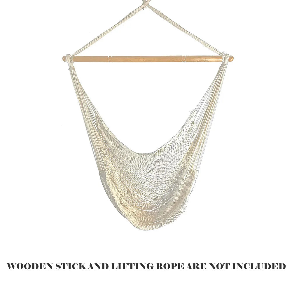 Comfortable Hanging Chair Large Cotton Rope Hammock Chair Indoor Outdoor Use Peaceful Pleasures Health and Wellness