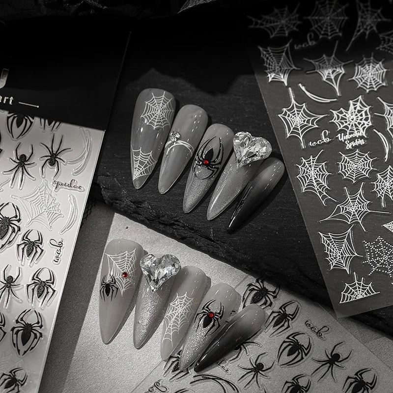 1 Sheet 3d Spider Self Adhesive Nail Art Stickers Spider Web Nail Art Decals For Manicure Decorations Peaceful Pleasures Health and Wellness