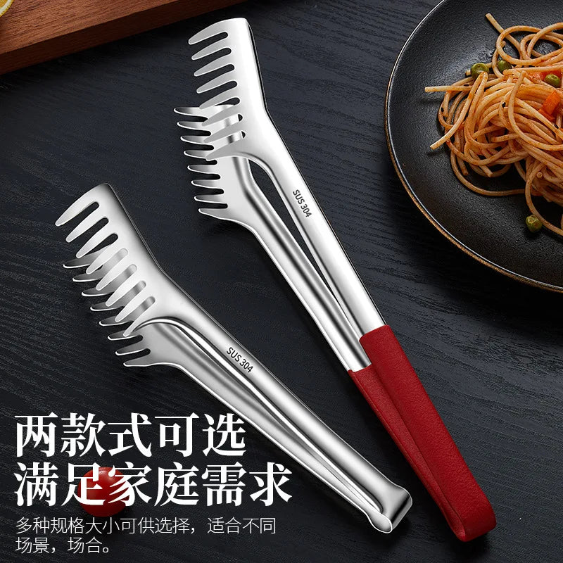 Multi Purpose Food Clips Stainless Steel Cooking Food Serving Tongs Noodle Beef steak Tong Extended Anti scald Cooking Utensils Peaceful Pleasures Health and Wellness