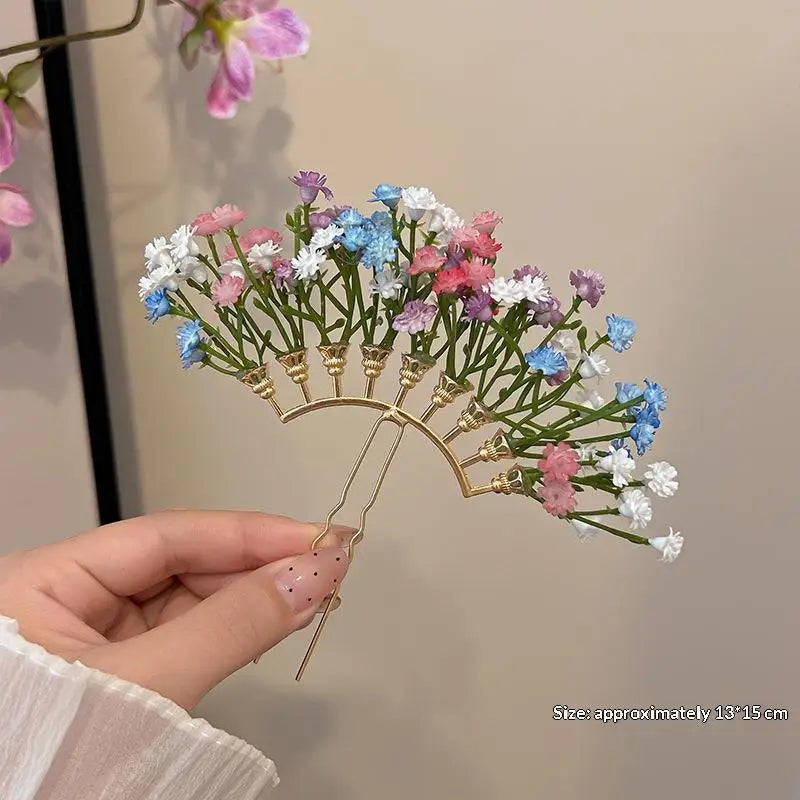 Bridal Floral Hair Stick | U-Shape Wedding Hairpin Accessory
