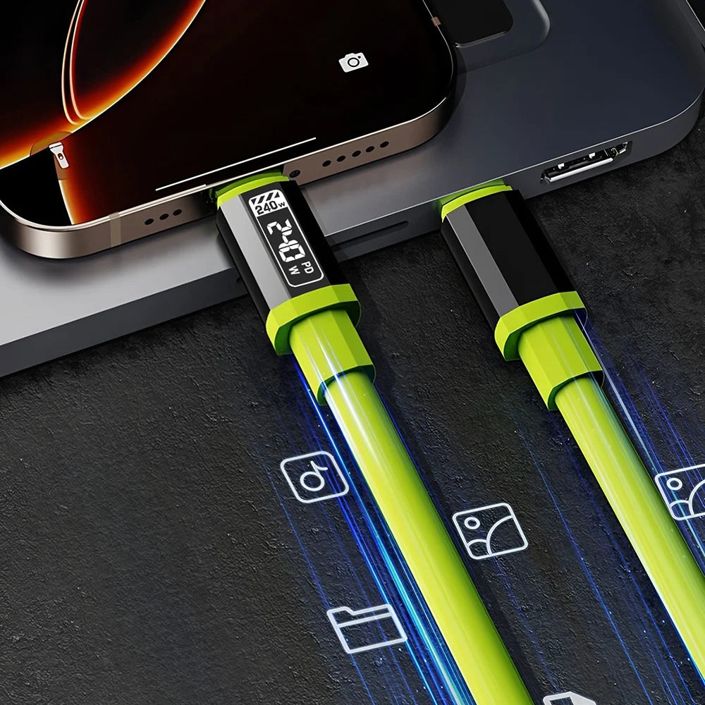 240W USB-C Fast Charging Cable | LED Display & E-Marker Peaceful Pleasures Health and Wellness