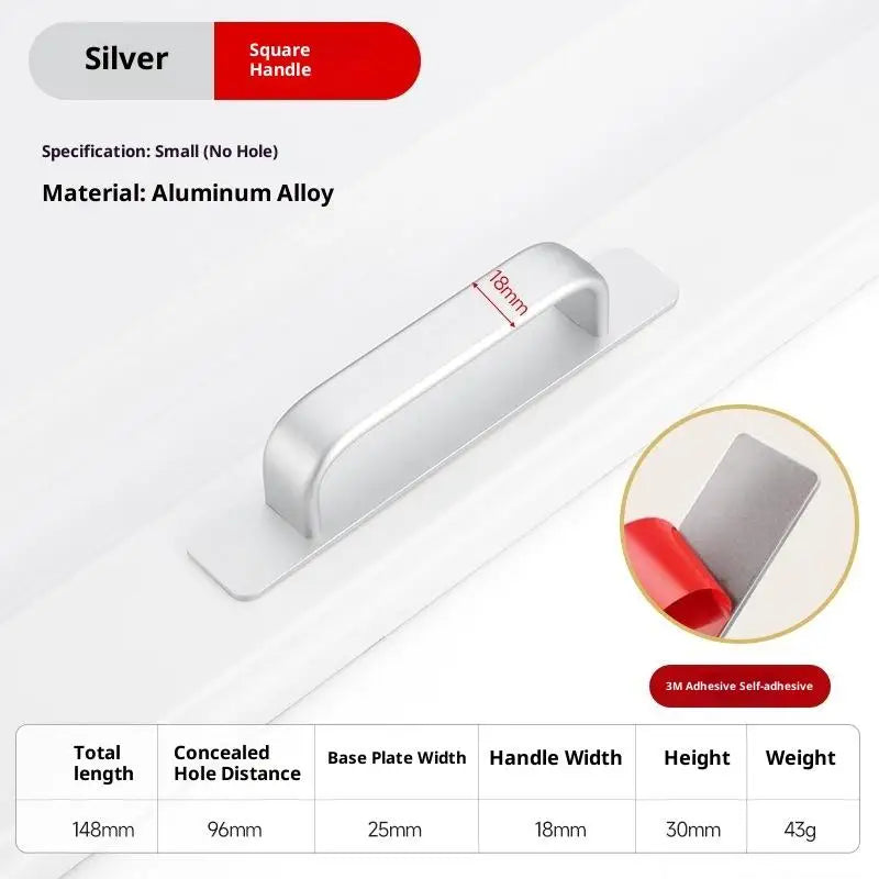 Aluminum Alloy Drill-free Handle Glass Sliding Door Window Drawer Wardrobe Push-pull Bathroom Sticker Door Handles Peaceful Pleasures Health and Wellness A22
