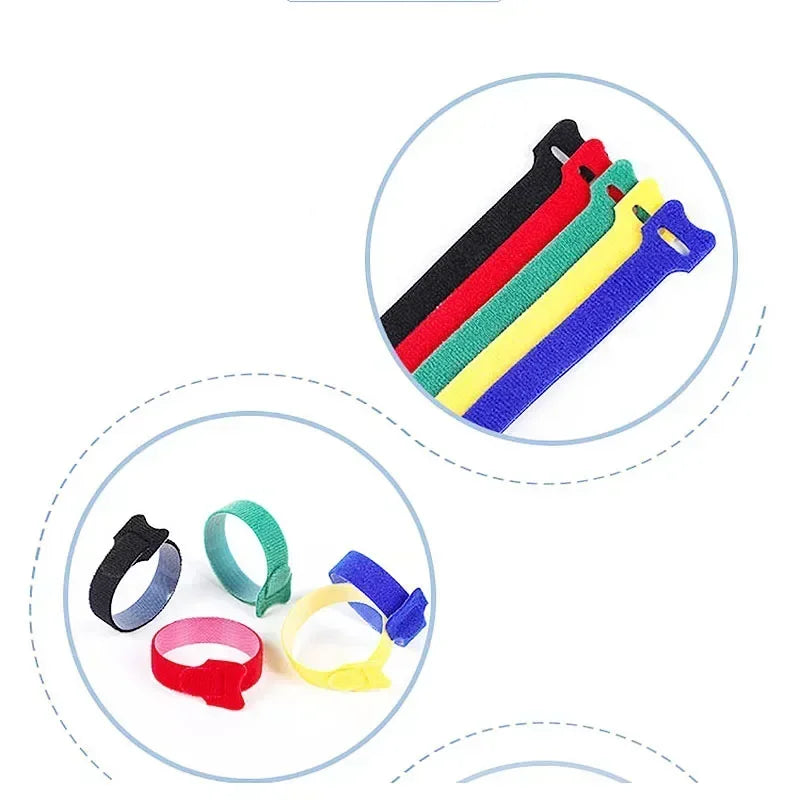 Attaches Auto Adhesive Velcros Strap 10/30/50Pcs Wire Fixing Strap Sewing Reusable Long T-tie Computer Data Cable Ties DIY Tape Peaceful Pleasures Health and Wellness