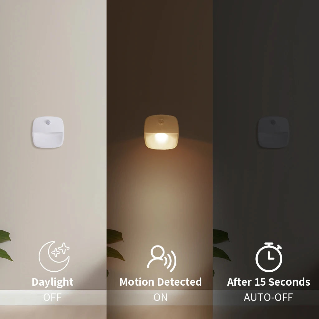 Motion Sensor LED Night Light Battery Operated Bedroom Stick on Warm Light for Bathroom Kitchen Cabinet Cupboard Hallway Stairs Peaceful Pleasures Health and Wellness