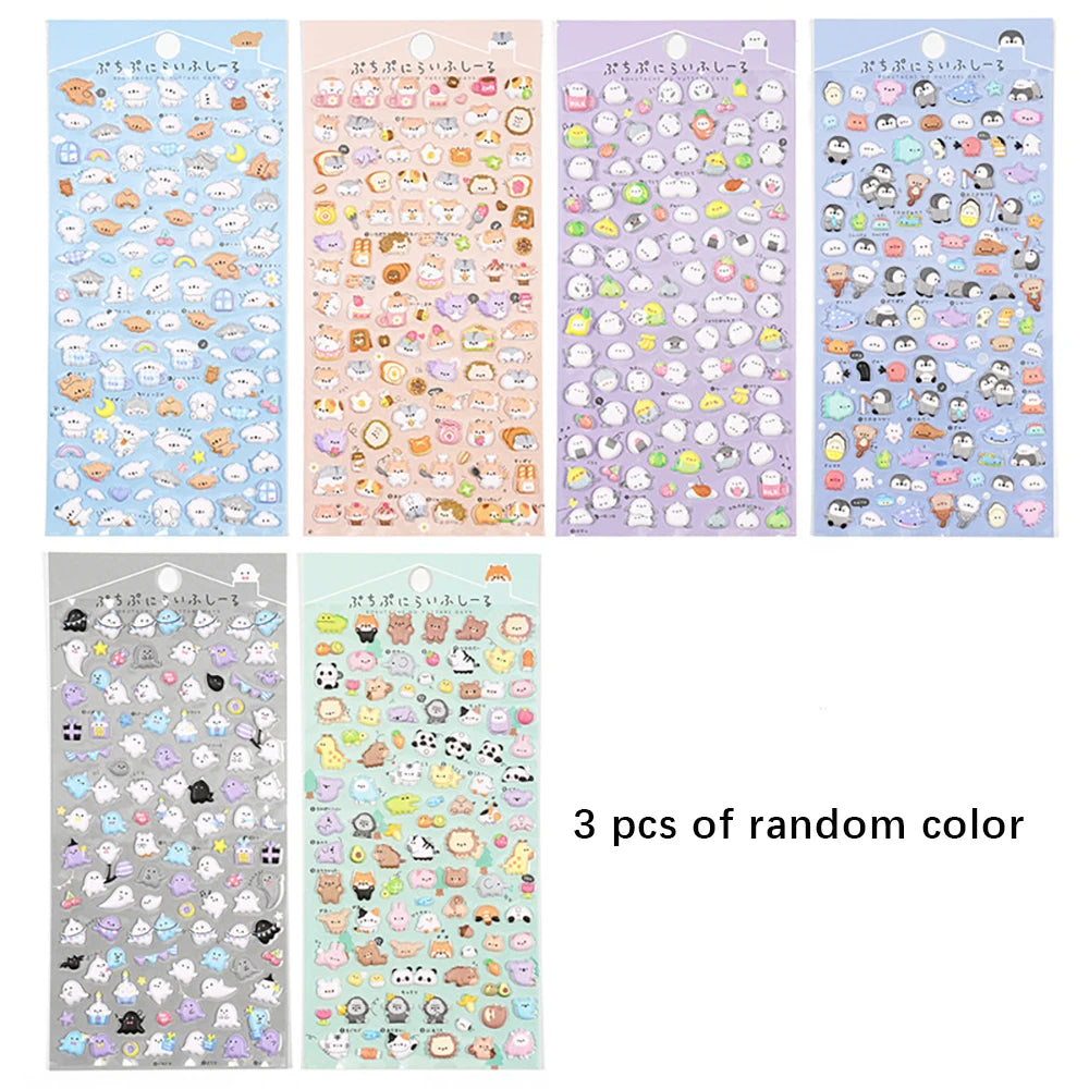 Kawaii Mini Animals Cartoon 3D Puffy Stickers Cute Scrapbooking DIY