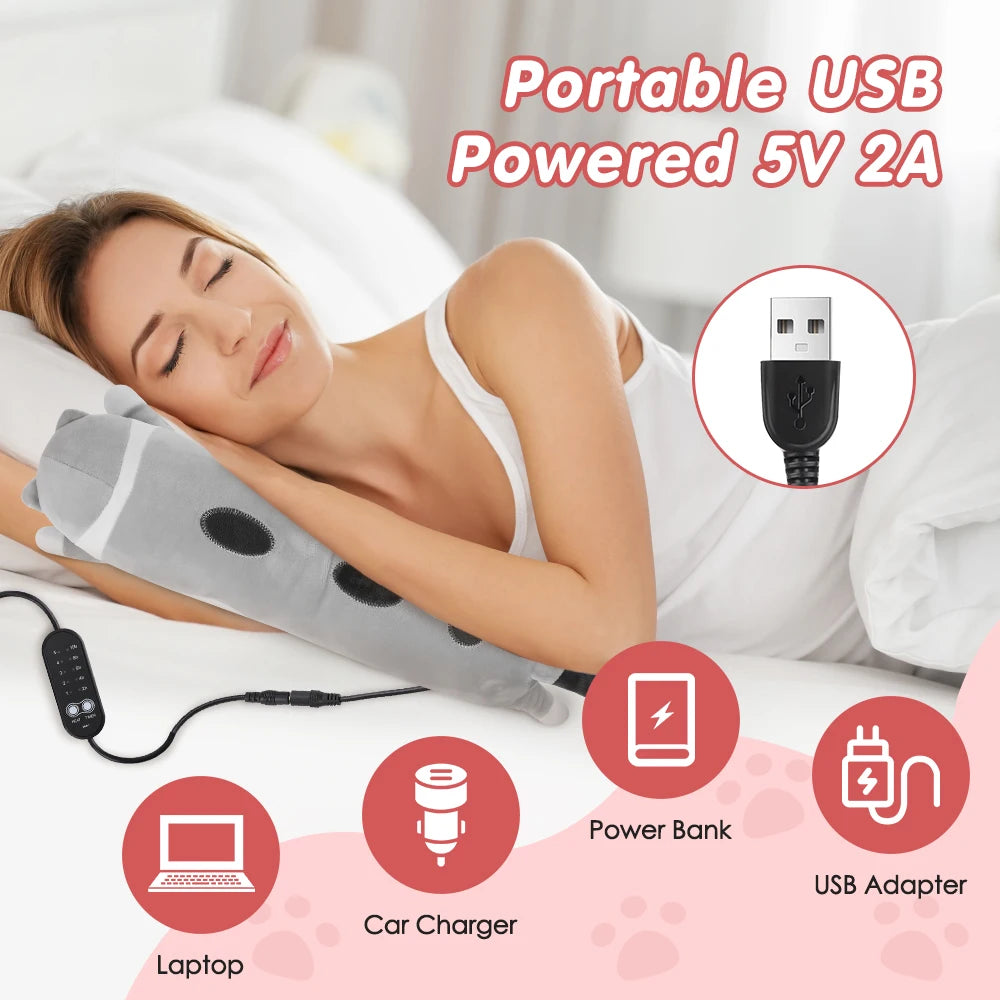 USB Charging Heated Plush Cute Cat Throwing Pillow Electric Heating Pad For Period Cramps Menstrual Waist Warming Heating Pad Peaceful Pleasures Health and Wellness