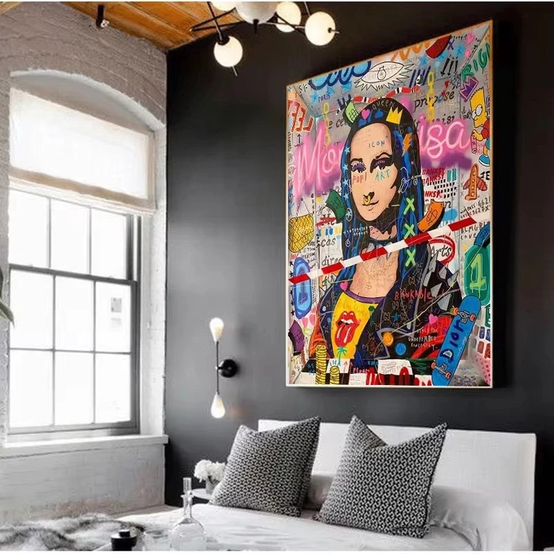 Abstract Graffiti Street Art Funny Famous Canvas Painting Posters and Print Wall Art Pictures For Living Room Home Decor Cuadros Peaceful Pleasures Health and Wellness
