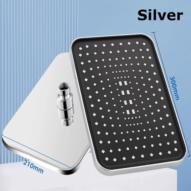 30cm Rainfall Shower Head – 360° Rotation, High Flow & Water Saving