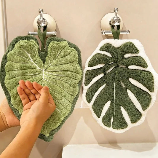 Leaf Embroidered Hand Towel – Soft Absorbent Kitchen & Bath Decorative Hand Towel Peaceful Pleasures Health and Wellness