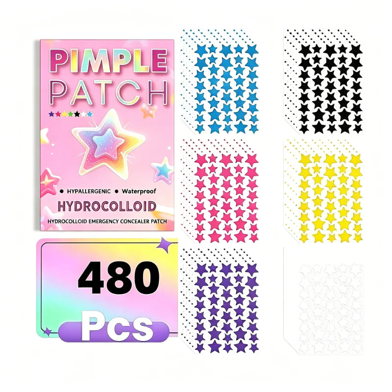 480 Star Shaped Hydrocolloid Acne Patches – Gentle & Clear