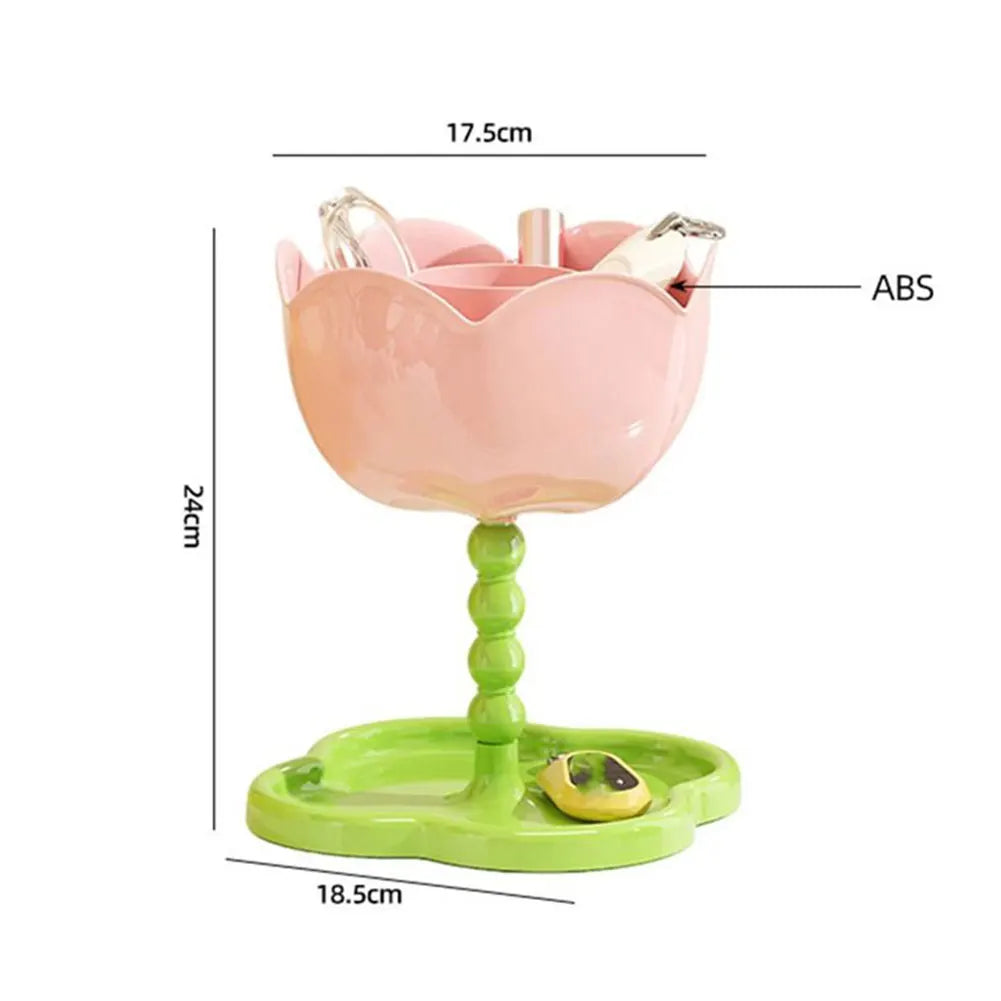 Cute Key Dish Tray Flower Shaped Hallway Double-Layer Storage Rack Living Room Desk Tray For Keys Small Items Decorative Shelf Peaceful Pleasures Health and Wellness