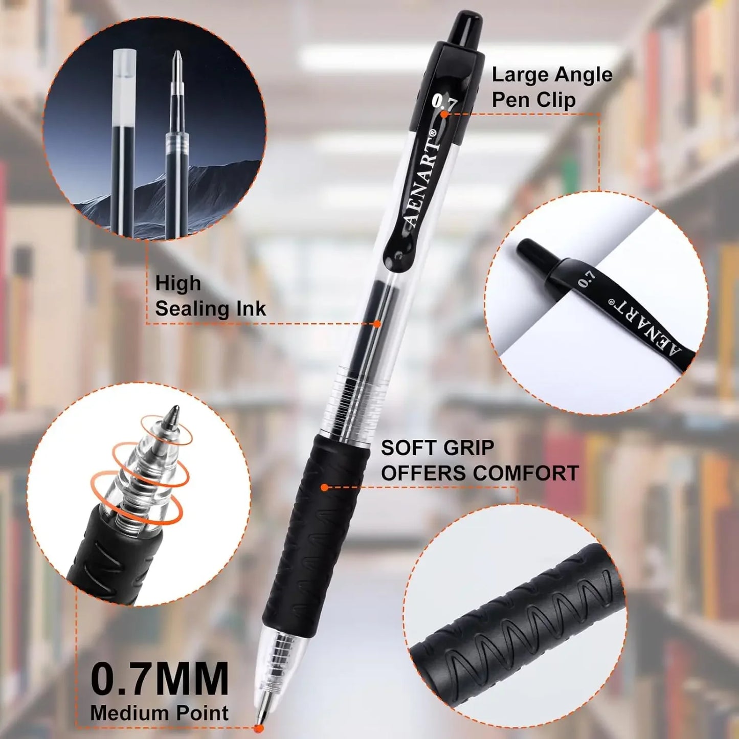 30 Pack Black Gel Pens, Fine Point Retractable Rollerball for Smooth Writing (0.7mm), School Office Supplies Peaceful Pleasures Health and Wellness