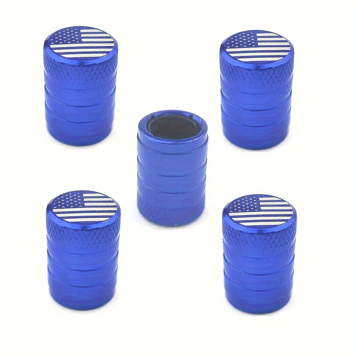 American Flag Tire Valve Stem Caps 5-Pack – Metal Peaceful Pleasures Health and Wellness Blue