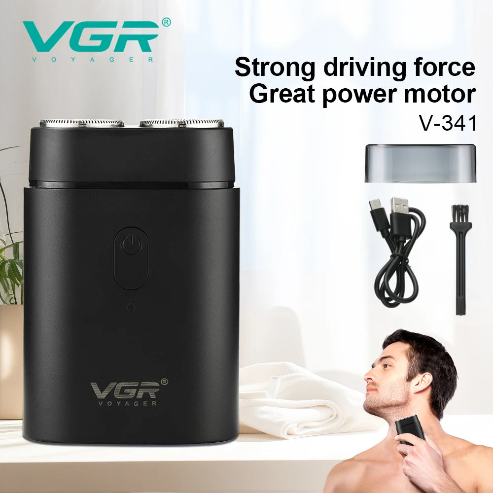VGR Convenient Home Shaver Stainless Steel Double Blade Men's Shaver Intelligent Digital Display Washable Mini Shaver V-341 Peaceful Pleasures Health and Wellness