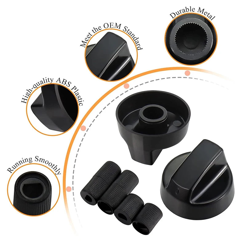 4-Pack Universal Gas Stove Control Knobs with 12 Adapters