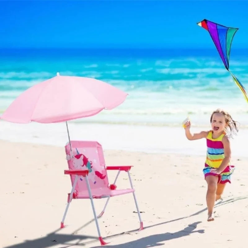 Cartoon Animal Pattern Chair & Child's Umbrellas Folding Outdoor Camping Chairs Beach Courtyard Garden Portable Folding Chairs Peaceful Pleasures Health and Wellness