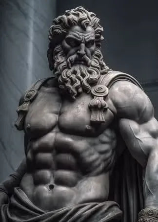 Zeus Greek God Black & White Abstract Canvas Wall Art Print