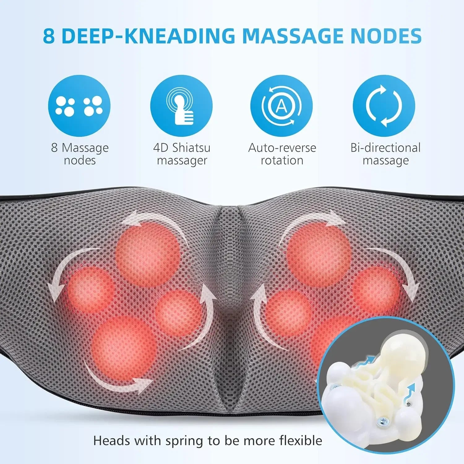 Shiatsu Back Shoulder and Neck Massager, Electric Full Body Massage to Legs Muscles Tissue Deep Kneading Heating Pillow Massage Peaceful Pleasures Health and Wellness