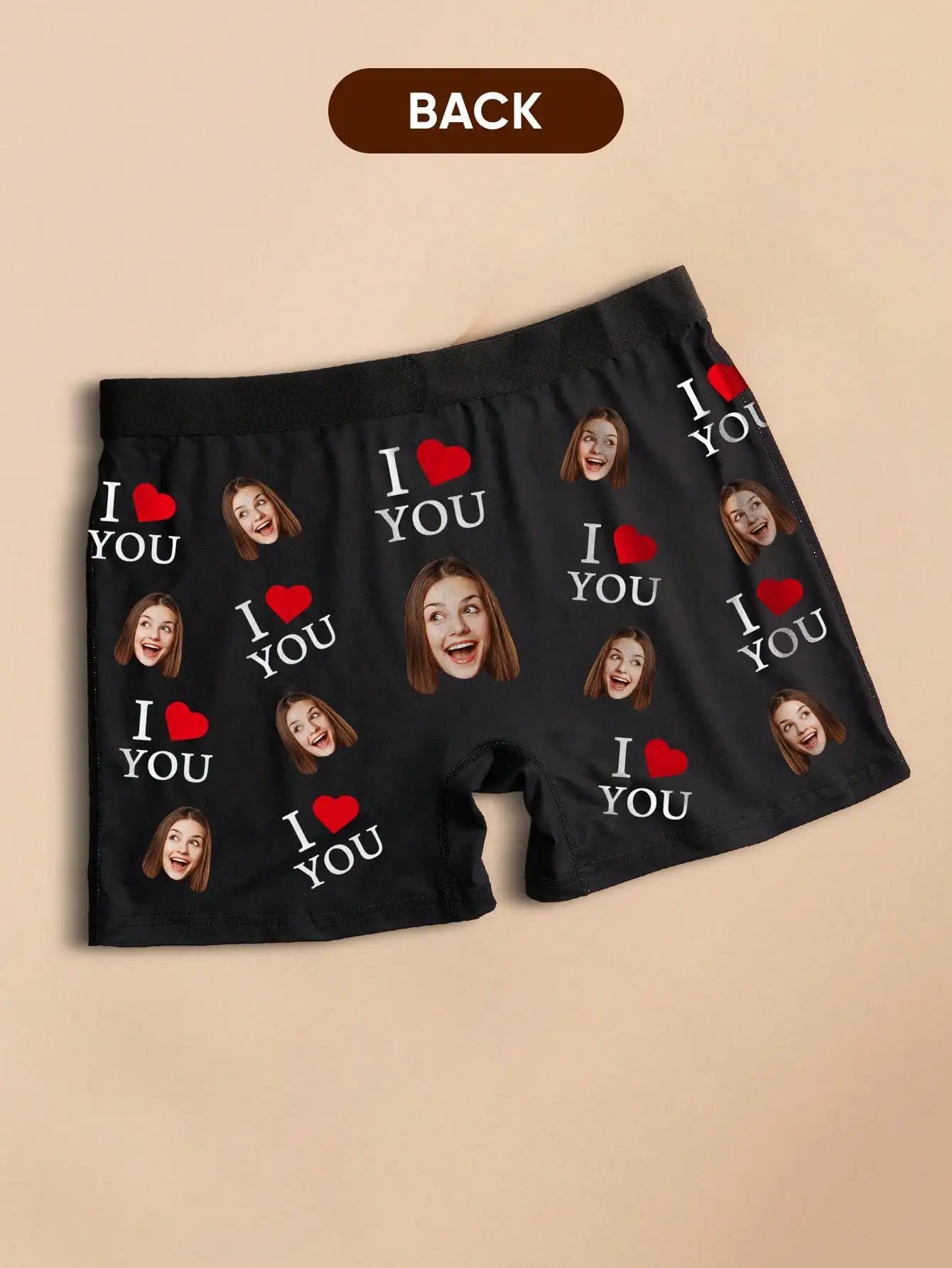 Custom Face Mens Boxer Briefs Personalized Photo Underwear Custom Text Waistband Six Sizes Available Funny Gift for Him Peaceful Pleasures Health and Wellness