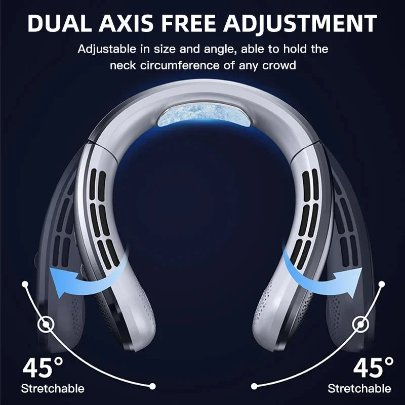 Mini New USB Hanging Neck Fan 8000mAh Rechargeable Bladeless Portable Mute LED Digital Display Electric Fans Air Cooler Peaceful Pleasures Health and Wellness