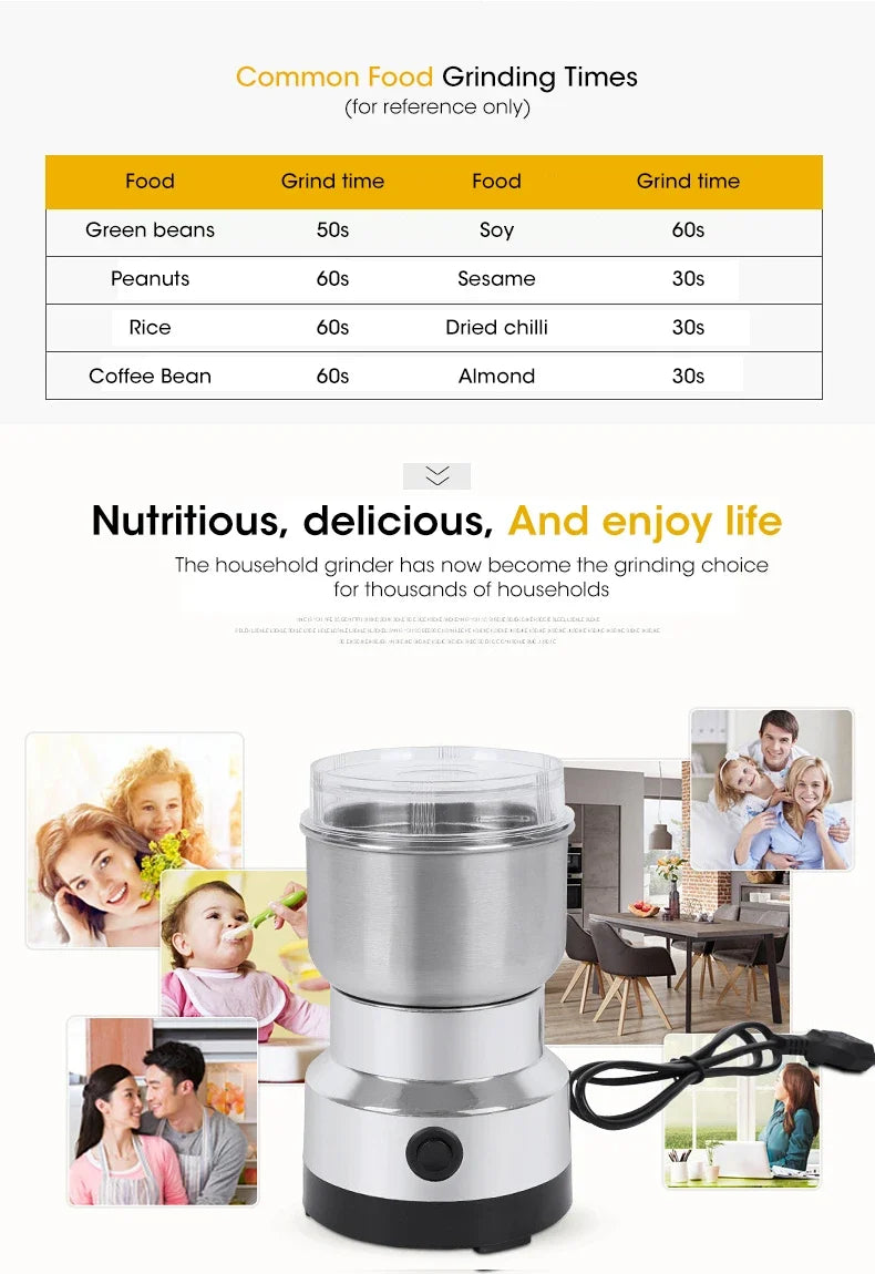 Mini Electric Grinder Household 300ml Ultrafine Baby Food Pulverizer Coffee Grinder Spice Pepper Grinder Grain Mill 2/4 Blades Peaceful Pleasures Health and Wellness