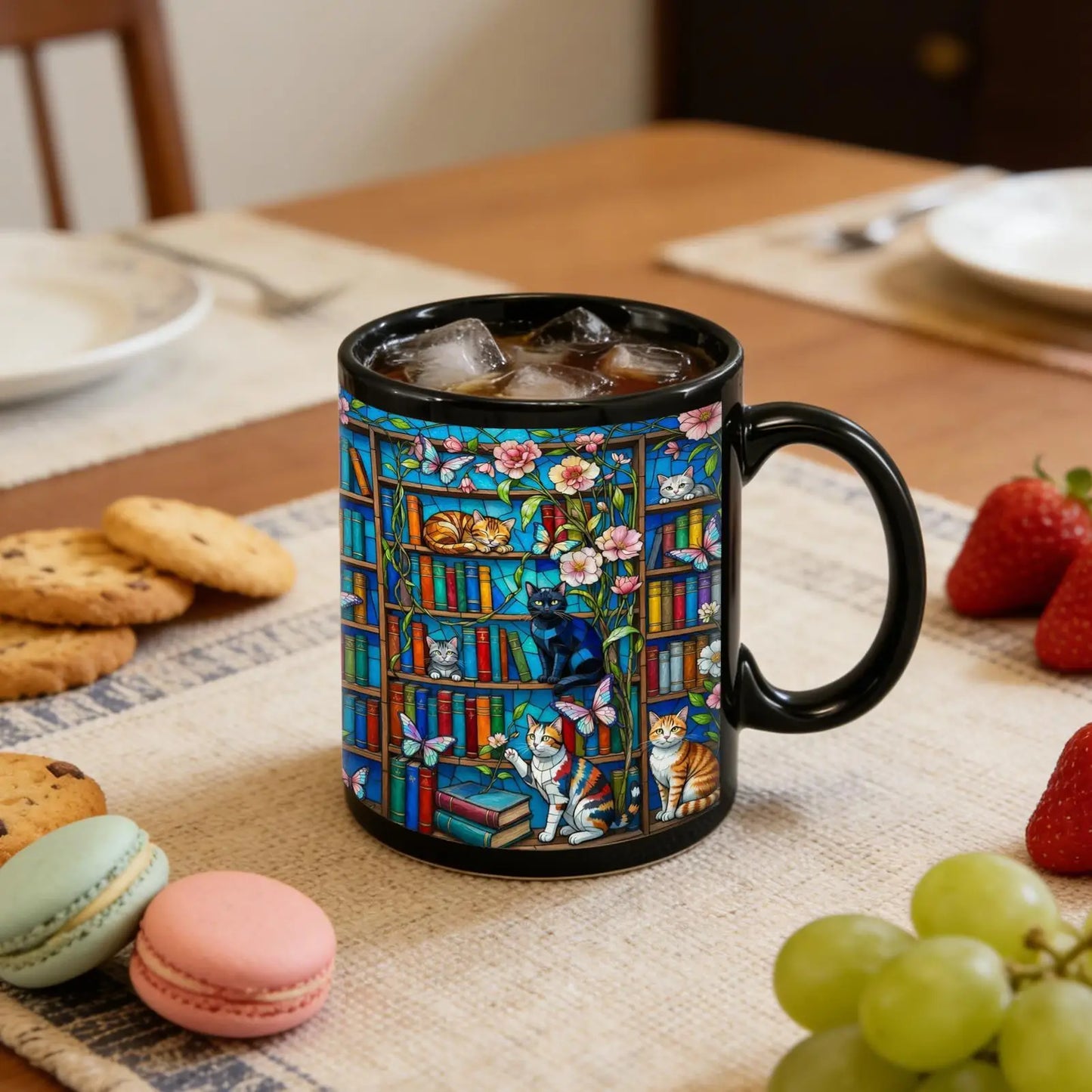 Ceramic Mug Heat-Resistant Drinkware 350ml Ceramic Cup for Book Lovers for Chocolate Tea Water Juice Home Dorm Hotel Apartment Peaceful Pleasures Health and Wellness