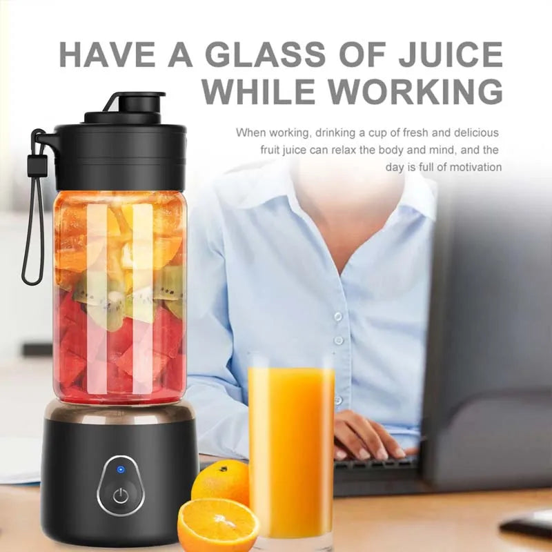Small Household Fruit Juicer Cup Wireless Electric Portable USB Juicer Extractor with Stainless Steel Blades Dishwasher Peaceful Pleasures Health and Wellness
