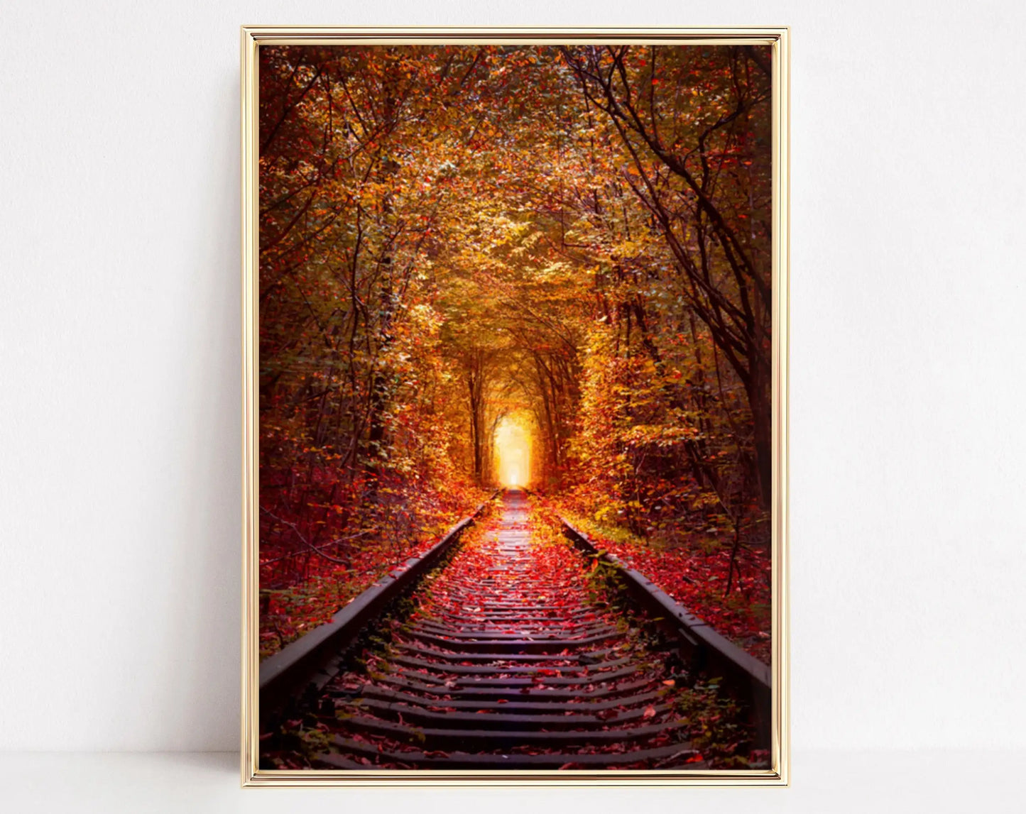 Autumn Forest Path Canvas Print | Golden Leaves Wall Art