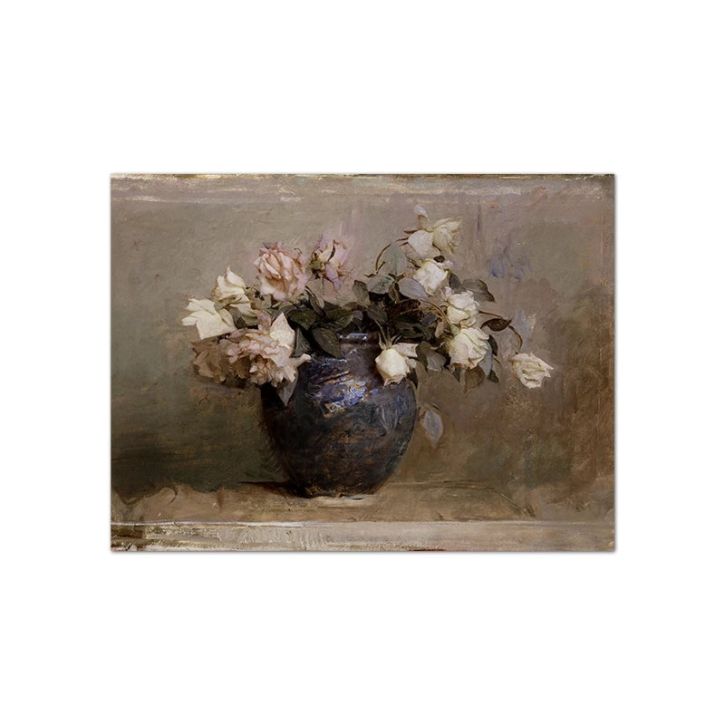 Vintage County Landscape Gallery Wall Art Prints Rustic Moody Cloud Oil Painting Canvas Prints Antique Flower Pictures Decor Peaceful Pleasures Health and Wellness 13 40x60cm Unframed