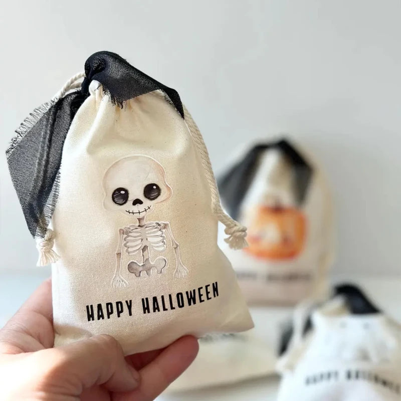 4-Pack Halloween Drawstring Treat Bags – Pumpkin, Cat & Skeleton Halloween Favor Bags Peaceful Pleasures Health and Wellness