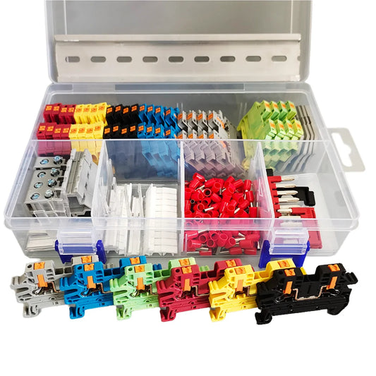PTV2.5 Din Rail Terminal Block Side-Entry Push-in Connection 12AWG Cable Wiring Electrical Wire Connector Assembly Combined Kit Peaceful Pleasures Health and Wellness Default Title