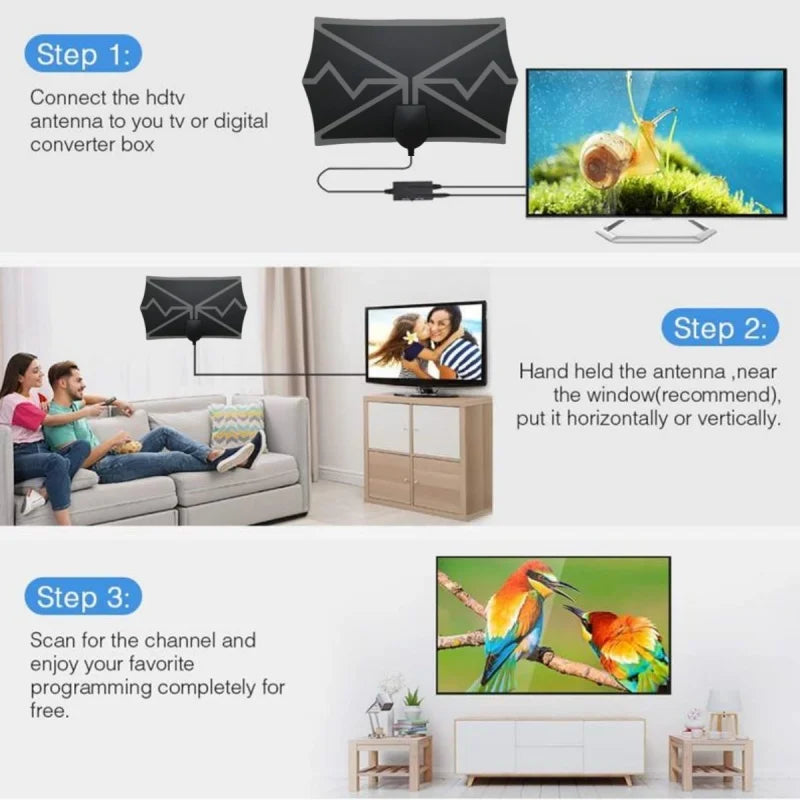 4K Indoor TV Antenna with Amplifier – DVB-T2 HD Reception