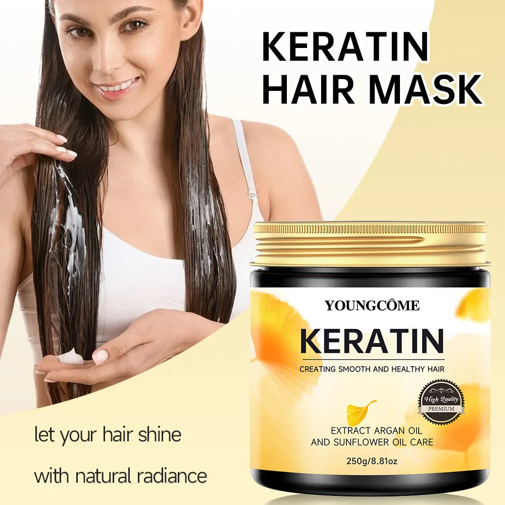 Keratin Hair Mask with Argan Oil – Sulfate-Free, 250g | YOUNGCOME