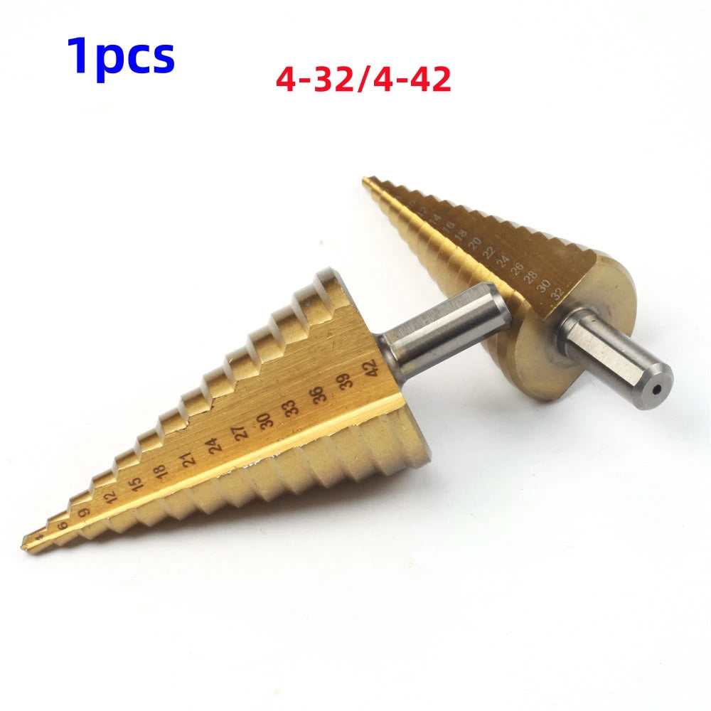 HSS Titanium Step Drill Bit 4-32/4-42mm – Wood & Metal Peaceful Pleasures Health and Wellness