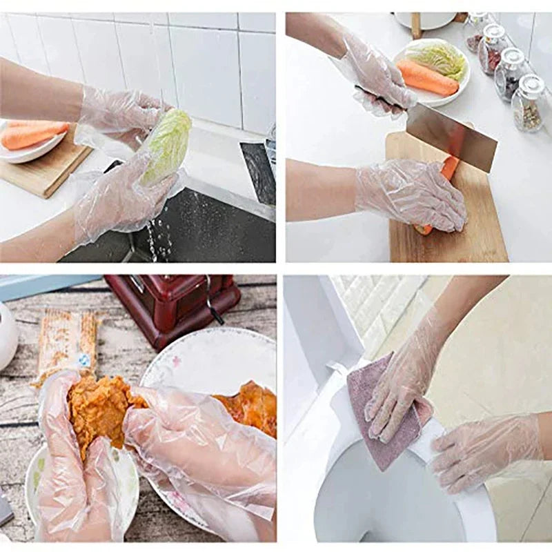 Clear Disposable Food Prep Gloves – Latex-Free Transparent PE Gloves for Cooking & Cleaning