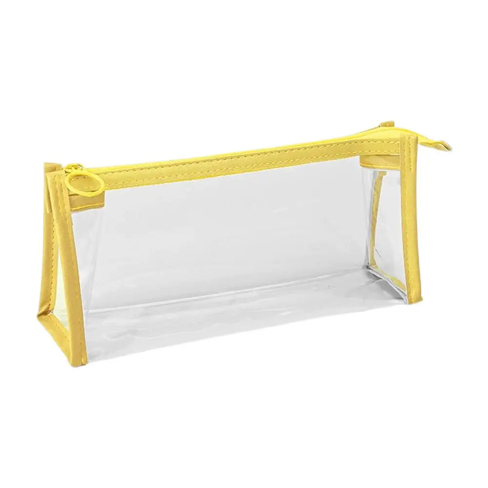 Clear PVC Zipper Pouch Waterproof Cosmetic Makeup Bag Portable Stationery Pencil Case Travel Wash Toiletry Organizer Bag Peaceful Pleasures Health and Wellness Yellow
