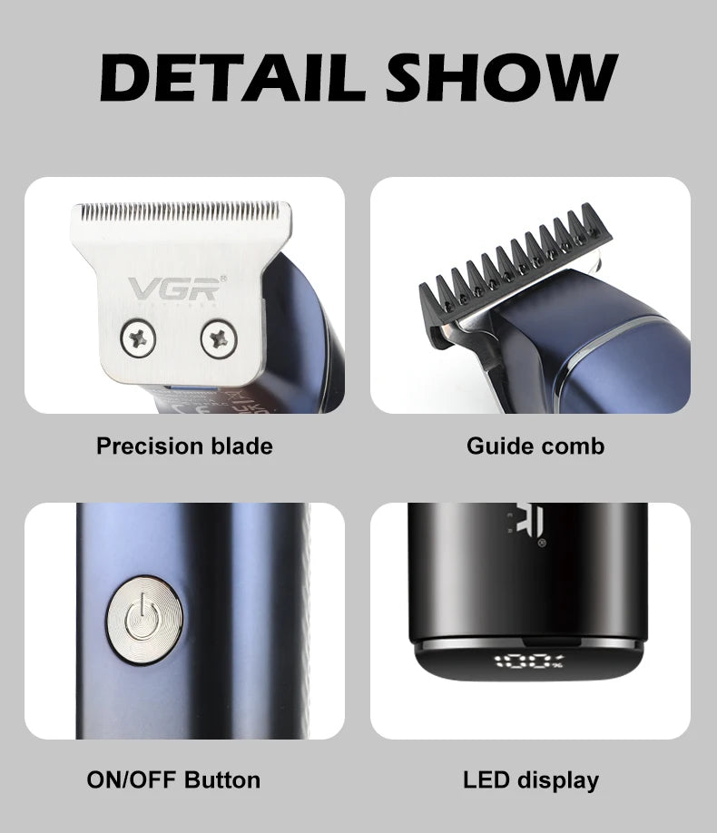 VGR Cross Border Digital Display Barber Gradual Body oil shears Electric fader Home carving razor V-986 Peaceful Pleasures Health and Wellness