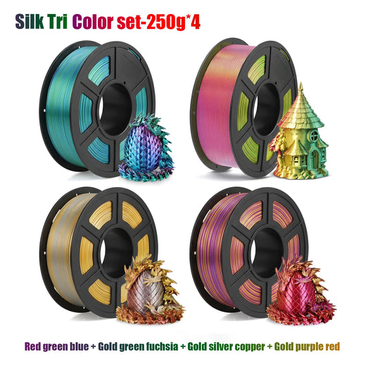 Silk Rainbow PLA Filament 1.75mm Triple Color | DINGSUN 3D 3D Printer Filament Peaceful Pleasures Health and Wellness