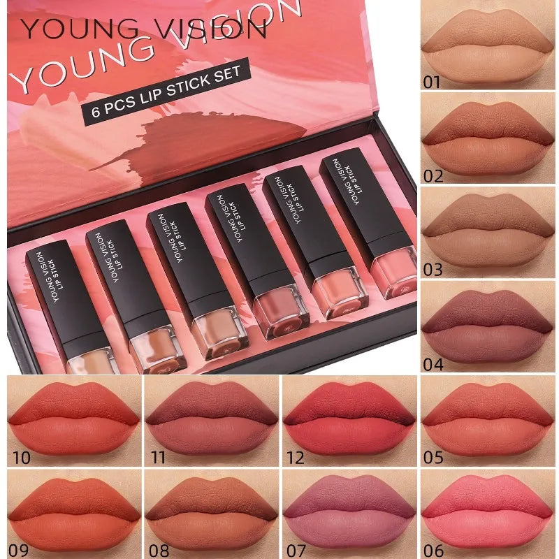 6-Piece Velvet Matte Lipstick Set | Long-Lasting Gift Box