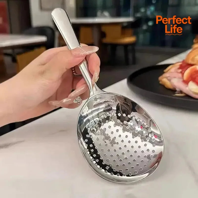 Stainless Steel Slotted Serving Spoon & Ladle | Heat-Safe Handle Serving Spoon & Ladle Peaceful Pleasures Health and Wellness