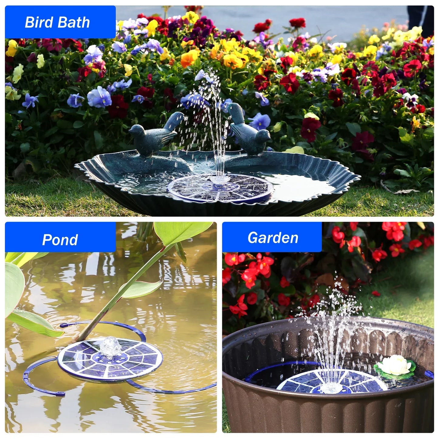 AISITIN 3.5W Solar Bird Bath Fountain Pump with LED Light