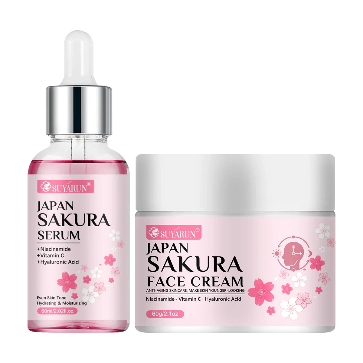 Cherry Blossom Moisturizing Cream & Serum Skincare Gift Set