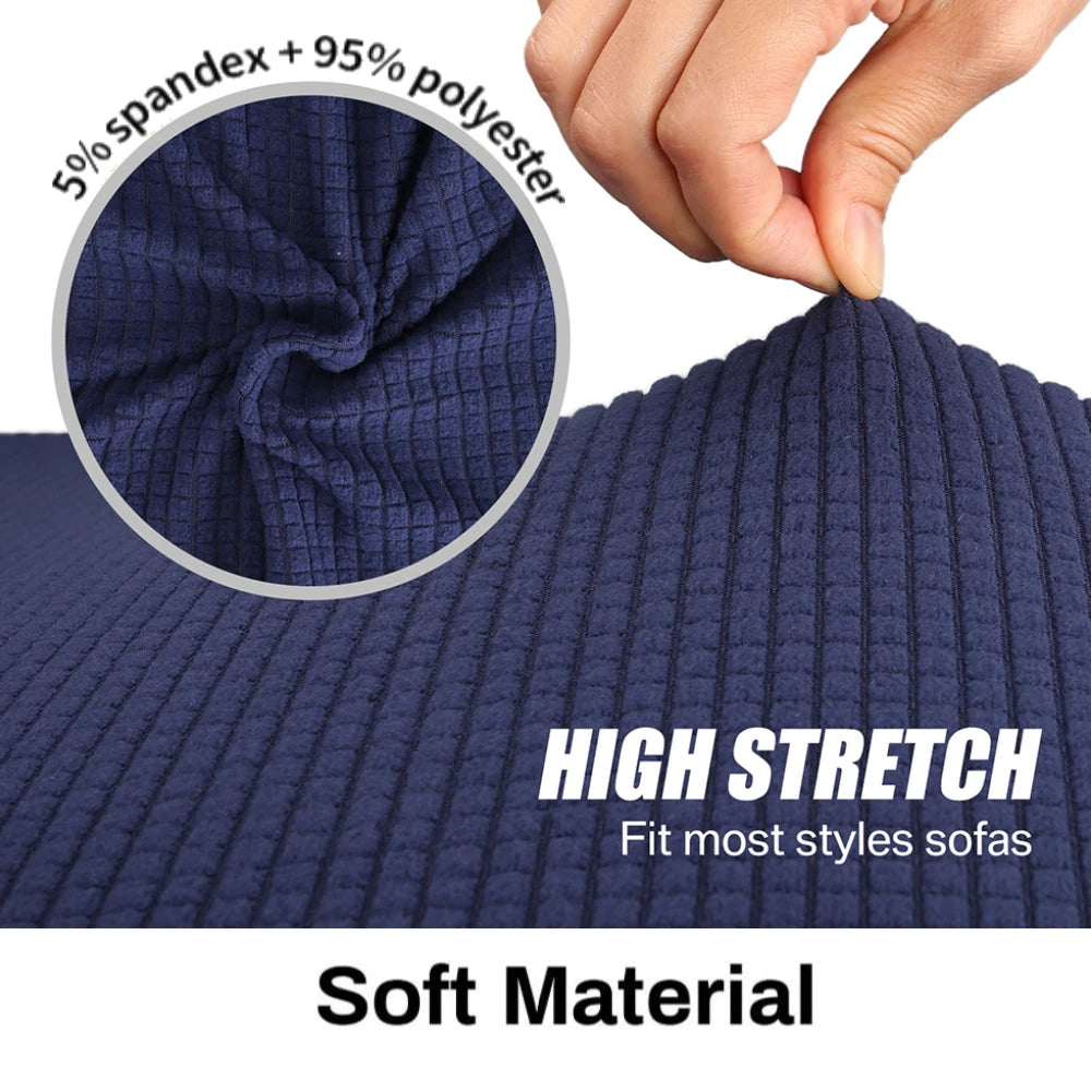 Adjustable Elastic Sofa Cover Armchair Protector Corner L Shape Stretch Slipcovers Couch Cover 1/2/3/4/5 Seater For Living Room Peaceful Pleasures Health and Wellness Navy 1-Seater 90-140CM